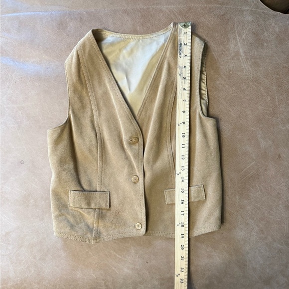 Vintage Cowhide Suede Leather Brown Button Up Vest Women’s Size XL - Picture 5 of 6